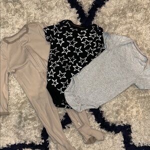 Cloud Island Bodysuits - Black, Gray, Tan